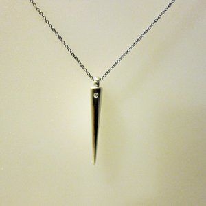 Sterling Silver Spike Necklace with Diamond